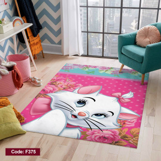 فرشینه کودک دخترانه طرح گربه رنگ صورتی کدF375
