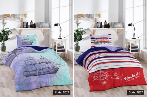 روتختی کودک تک نفره دورو طرح کشتی کد SD27