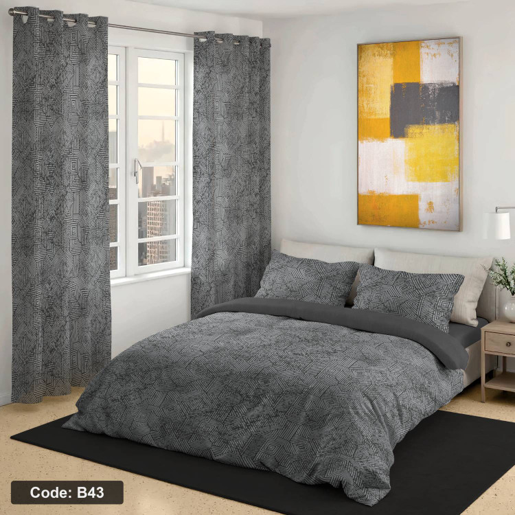 روتختی دونفره چاپی رنگ طوسی کد b43