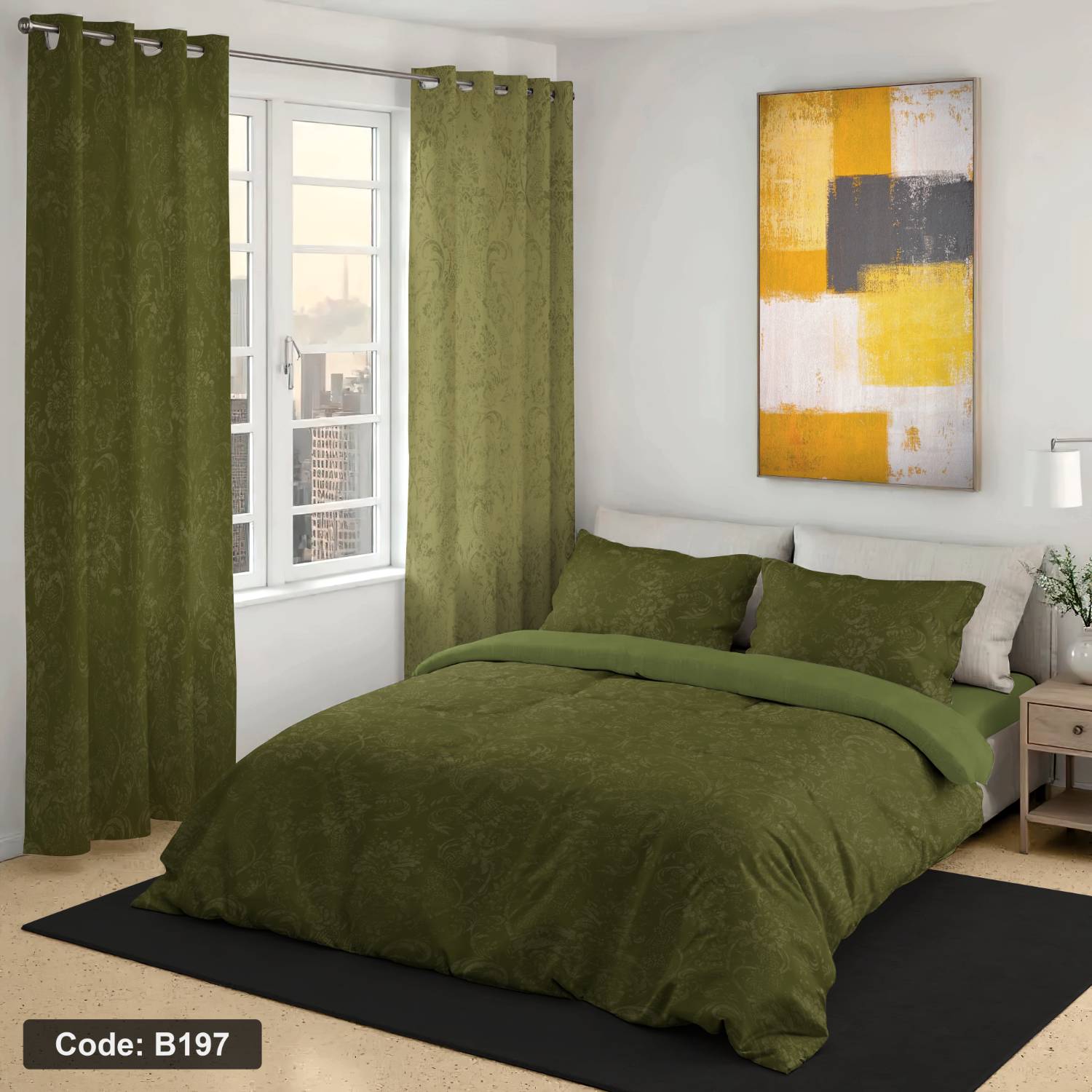 روتختی دونفره چاپی رنگ سبز ارتشی کد b197