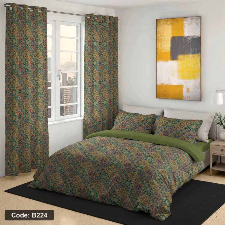 روتختی دونفره چاپی رنگ سبز کد b224