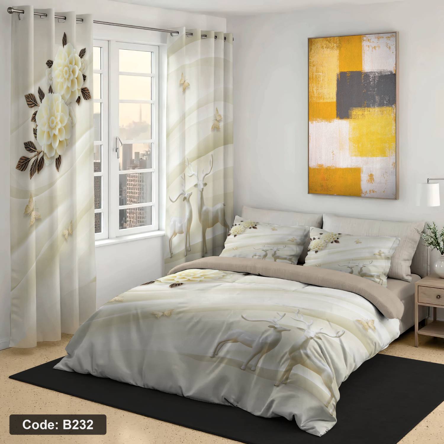روتختی دونفره چاپی رنگ روشن کدb234