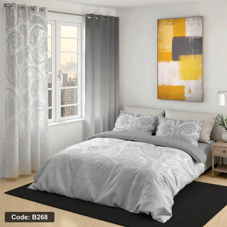 روتختی دونفره چاپی رنگ طوسی کد b268